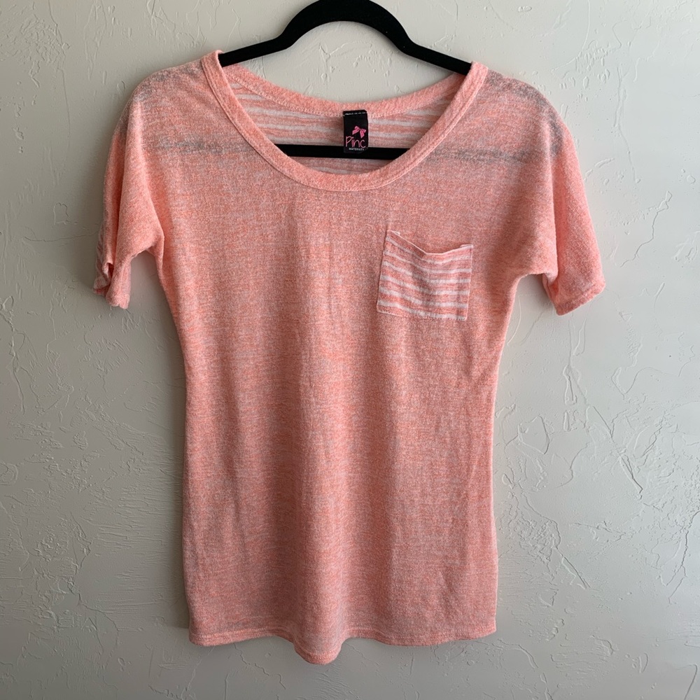 Pinc Maternity Pink/White Shirt w/Front Pocket